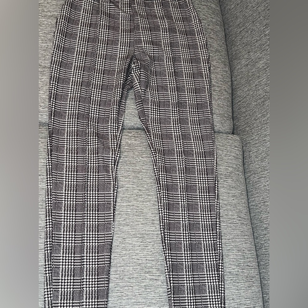High waist plaid belt pants